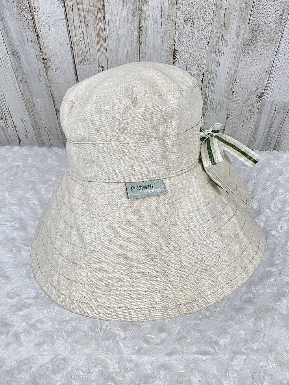 Kirstenbosch South Africa Bucket Hat Beige Linen Size Medium
